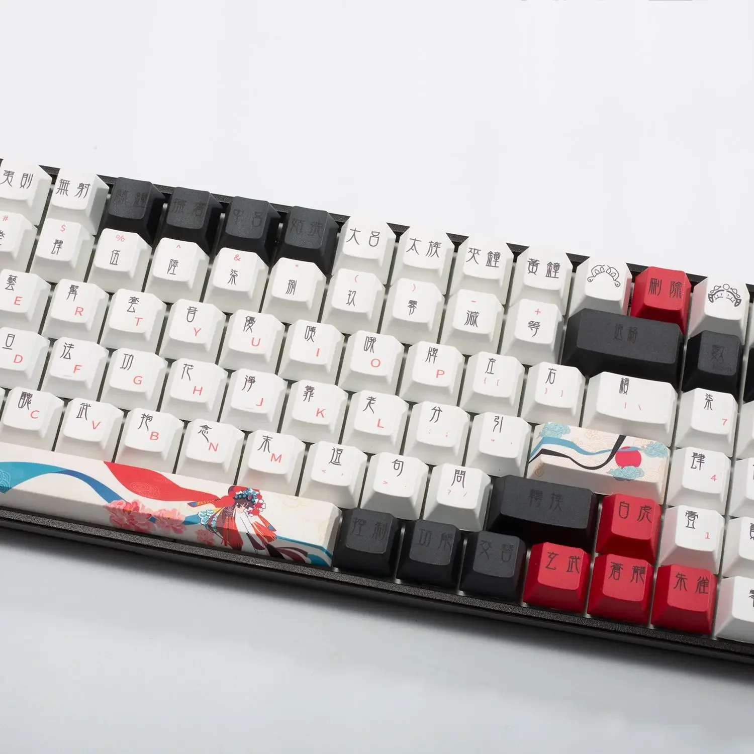 Huadanniang keycap pbt التسامي 128 مفتاح النمط الصيني الأصلي ارتفاع المصنع غطاء لوحة المفاتيح الميكانيكية #6