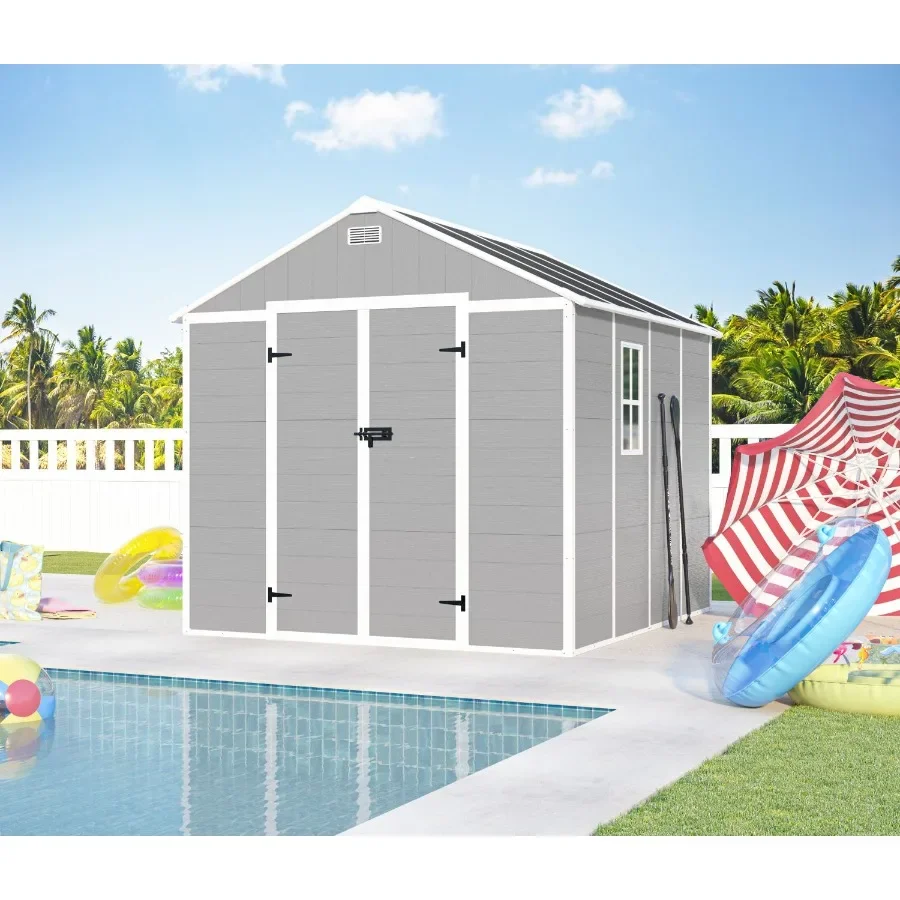 

Campcraft 8*8ft resin storage shed high quality pp material strong structure waterproof rust and UV proof large storage space 1