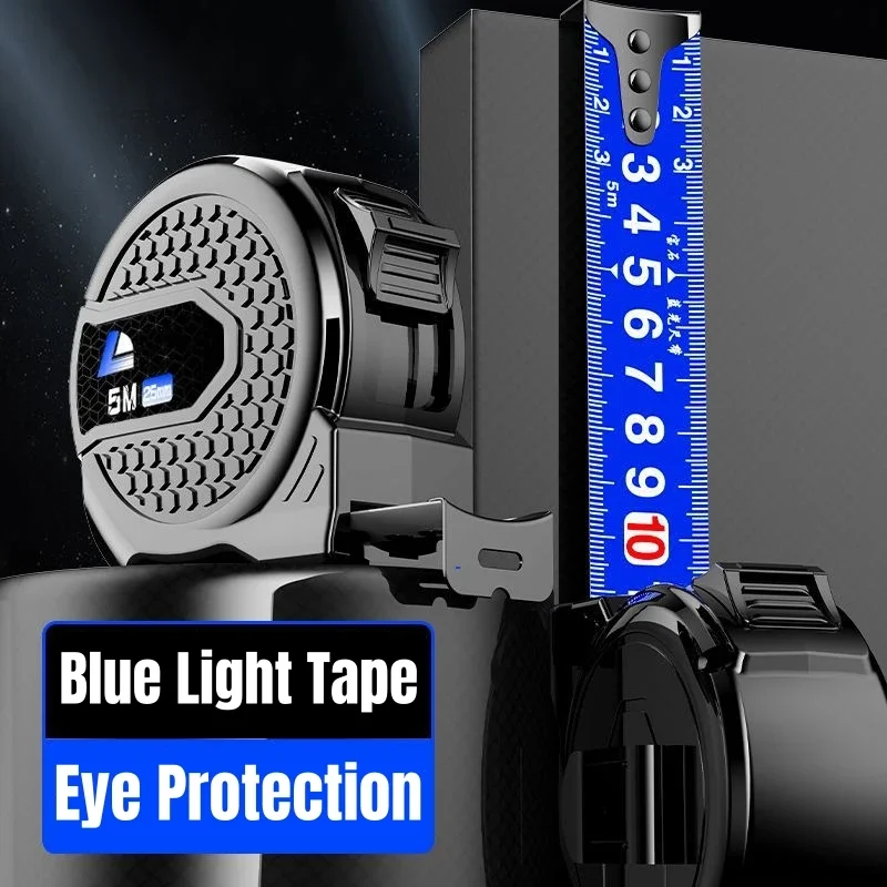 Cinta métrica de 3/5/10M, cinta métrica de protección ocular con luz azul autoblocante, herramientas de medición de regla resistente al desgaste de alta precisión