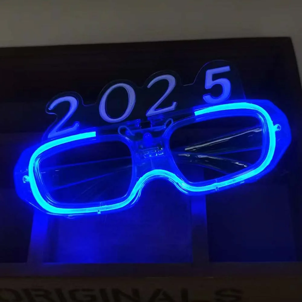 

LED Glow 2025 Happy New Year Glow Glasses Number Letter Photographic Ornaments 2025 LED Glow Glasses Light Up Colorful