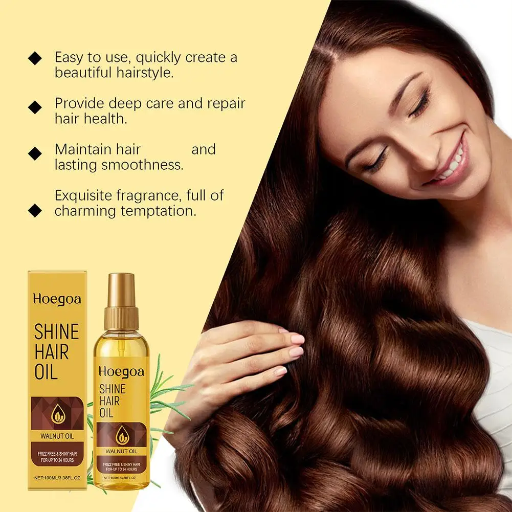 

100ml Walnut Oil Hair Care Oil Nourishing Smoothing Shine Damaged Frizz Serum Hair Repairing Hair Essential Care Dry Soft B6R0