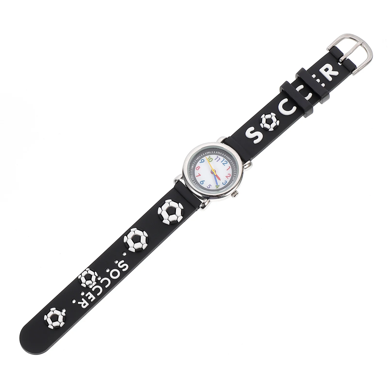 Quartz Watch Wrist 3D Cartoon Football Pattern Large Dial Easy Read Student Watch Durable Gift for Football Lover