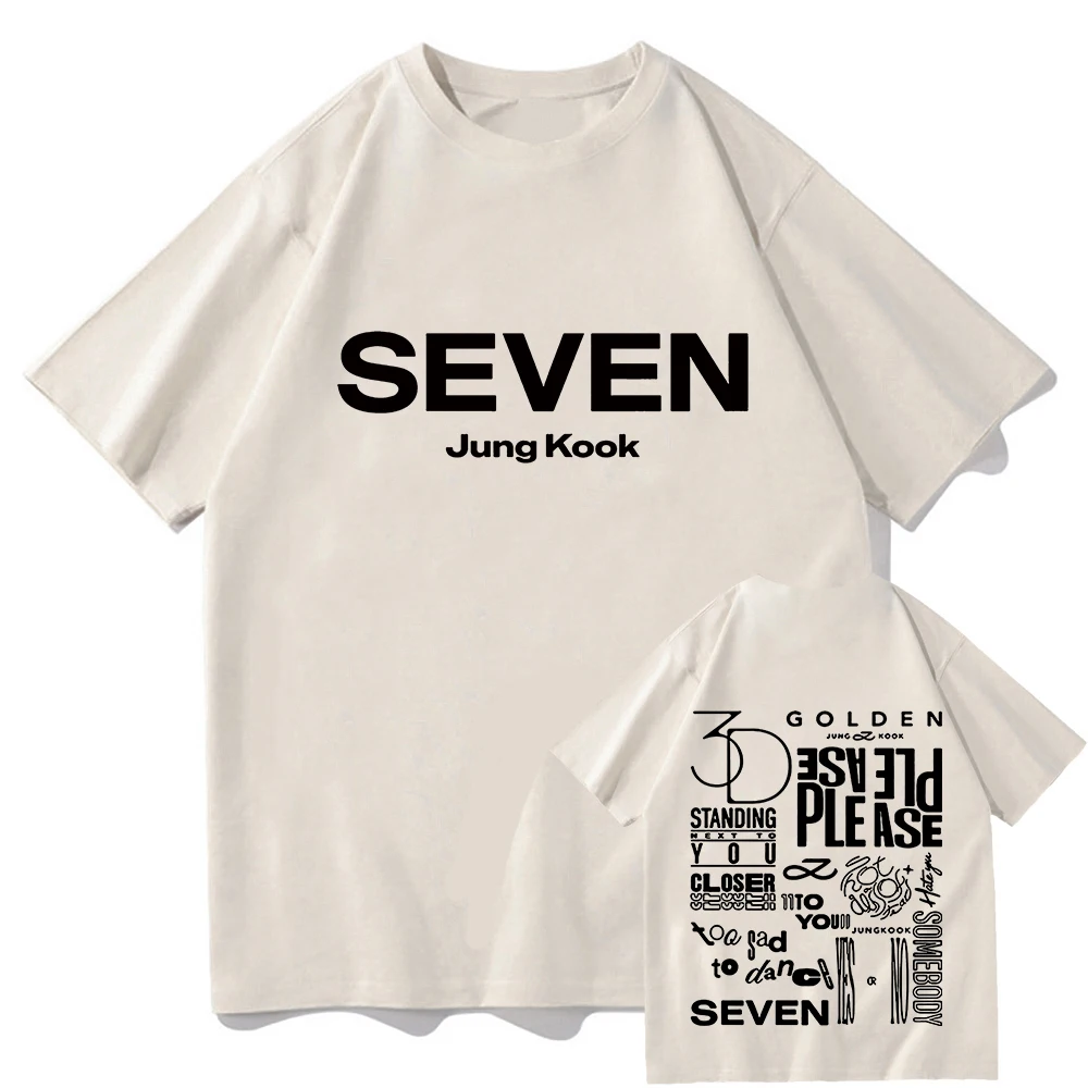 JungKook Seven T Shirt New Fashion Men Harajuku Graphic Letter Print Tshirt Unisex High Quality Casual Cotton Tees Shirts Korea