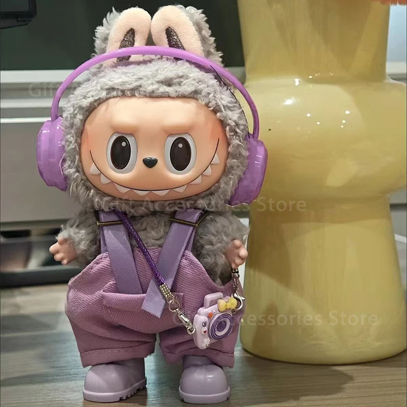 

Labubu Clothes for Labubu Designer Outfit Costume 17cm Dolls Accessories Clothing Labubu Overalls Earphones Shoes Bag Set