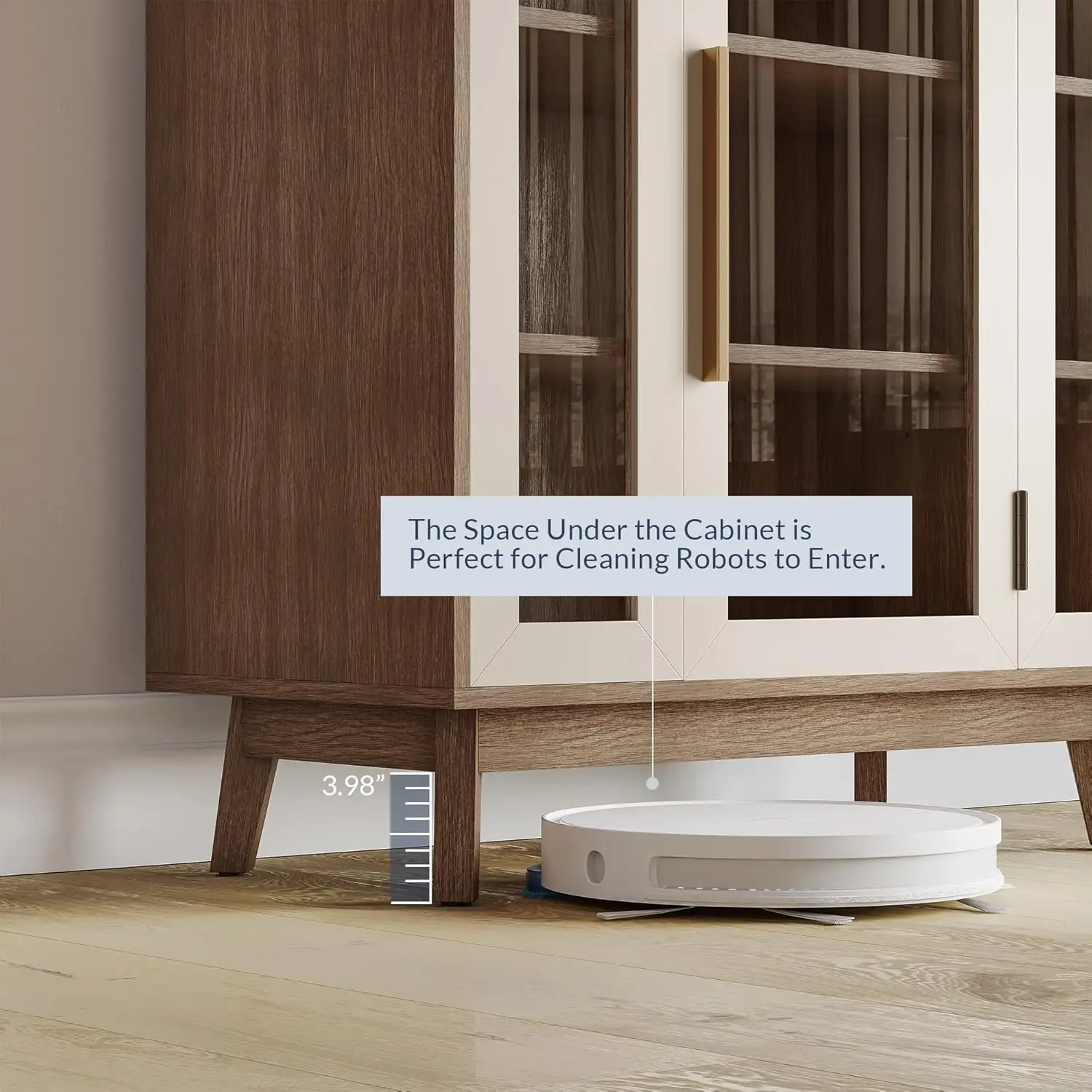 Moderne dressoirkast met 3 niveaus, wit glazen displayopslag voor keuken of woonkamer, 31 inch