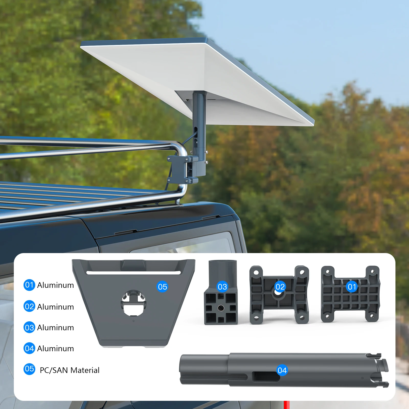 Adjustable Aluminum Alloy Mounting Bracket Tube Adapter For Starlink For Gen3 For V3 RV Ladder Rack Roof Pole Clamp For Satellit