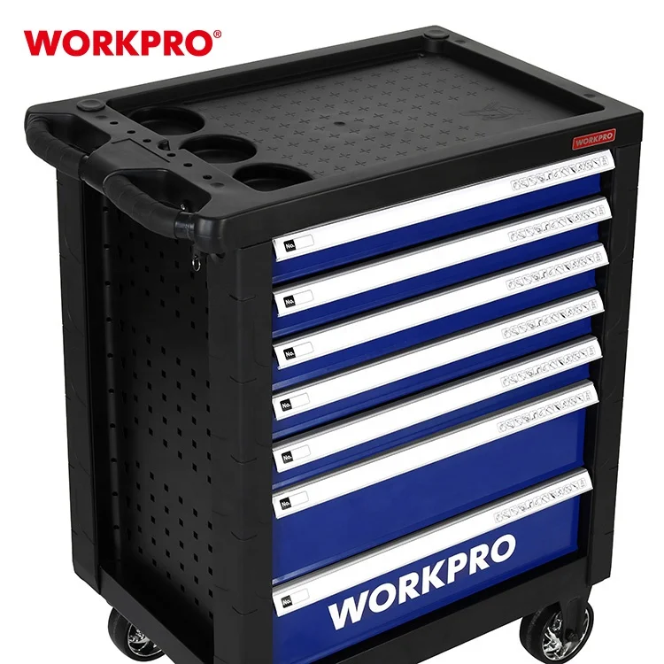 WORKPRO 7 Drawer Tool Box Roller Cabinet Tools Storage Organizer Tool Chest Cart
