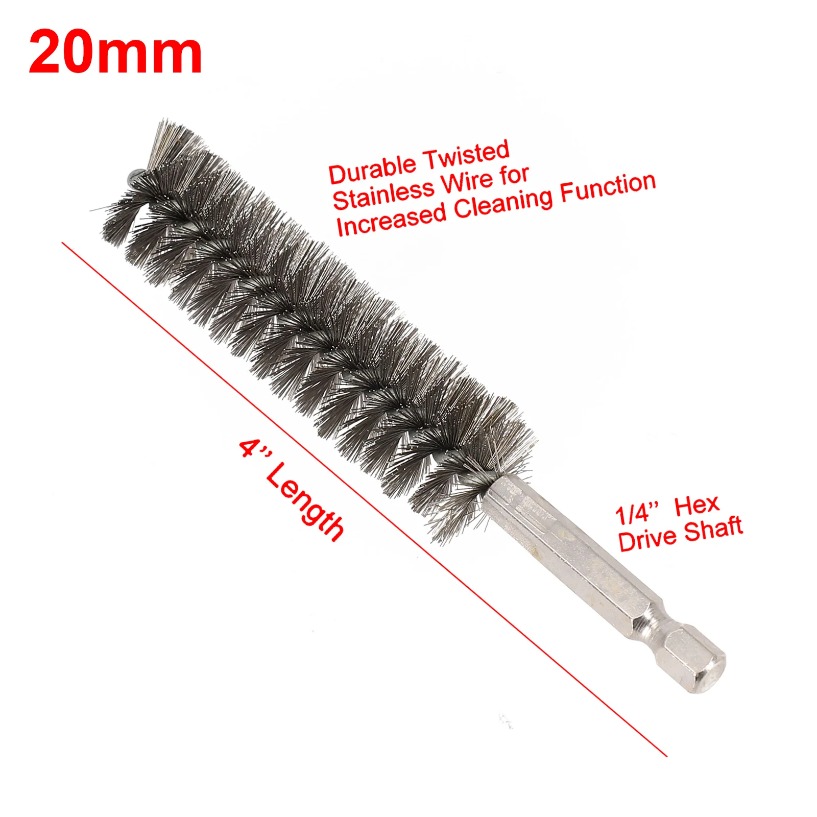 1pcs 9/20/22/25mm Stainless Steel Wire Tube Machinery Cleaning Brush Polishing For Removing Paint/rust Hand Tools