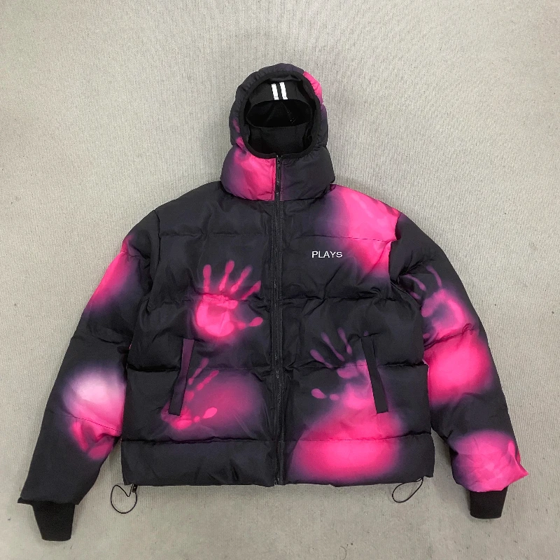 

Winter Gothic Street Fashion Warm Zipper Combination Hooded Cotton Clothes for Men and Women Detachable Headsets Gloves