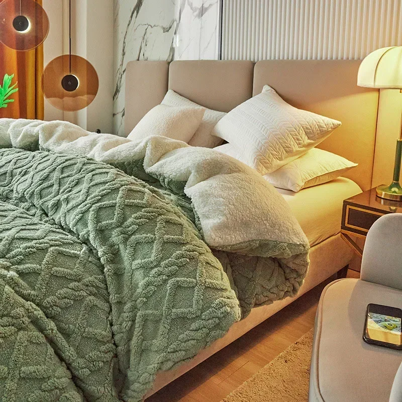 

Taff Velvet Duvet Cover Winter Warm Thicken Coral Fleece Quilt Covers Bedding Kids Adult Blanket Double Queen King Duvet Case