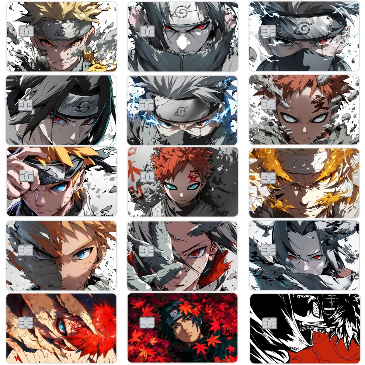 

Cool Anime Sakura Uzumaki Sasuke Kakashi Cartoon Card Stickers Student Decoration for Debit Credit Metro Access Card Skin Film