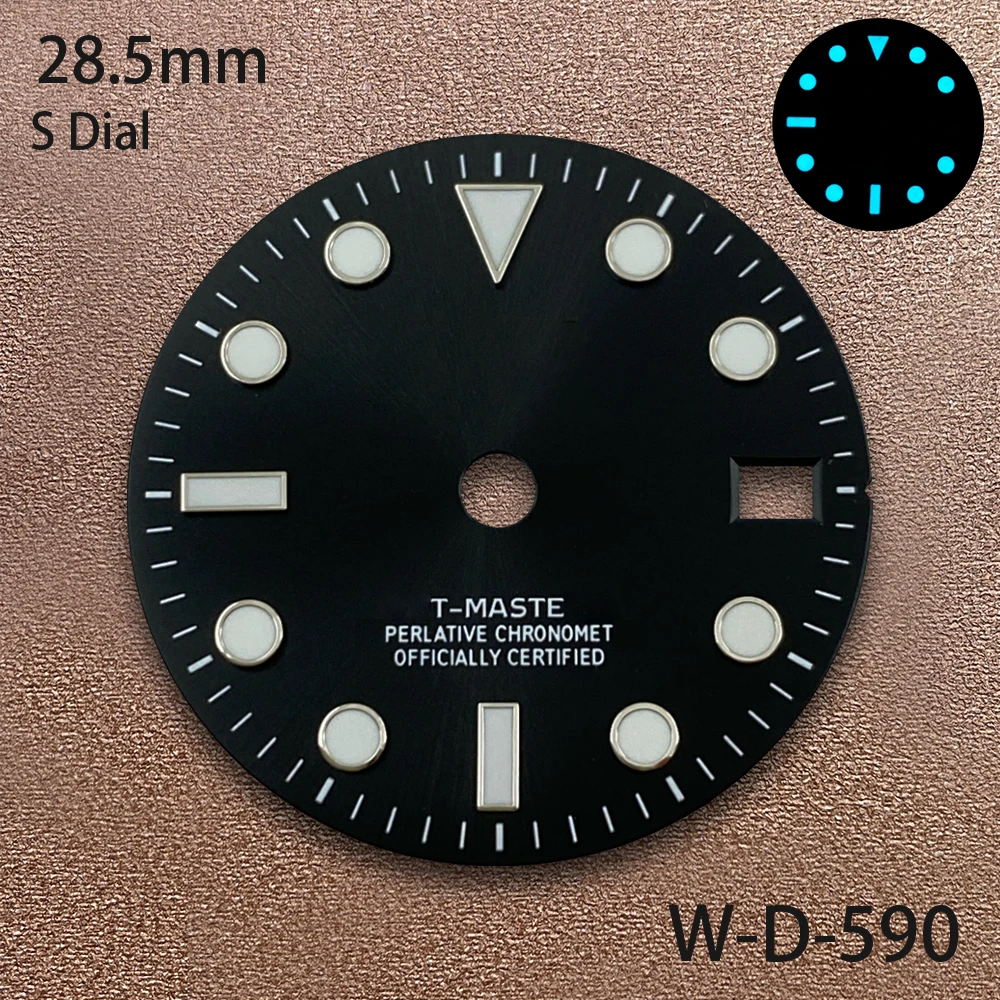 28.5mm S Logo GMT Meteorite Dial Suitable For NH34 Janpan Movement Ice Blue Luminous Quality Watch Modification Accessories
