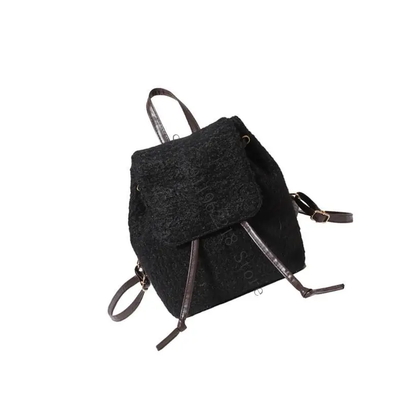

Stylish School Bag Casual Furry Backpack Plush Daypack for Women and Teens 066F