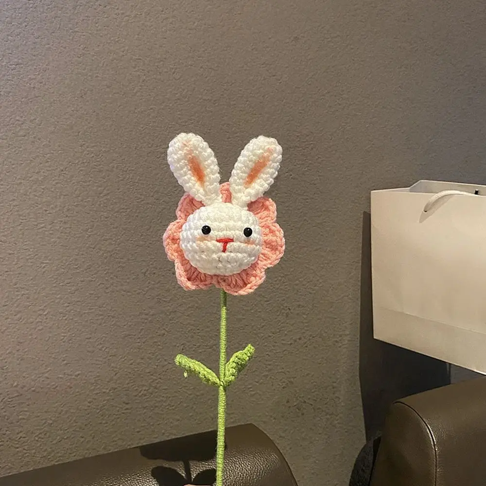 Cotton Hand-woven Valentine's Day Gift Carrot Pattern DIY Flower Rabbit Crochet Flowers Hand-knitted Artificial Flowers Bouquet