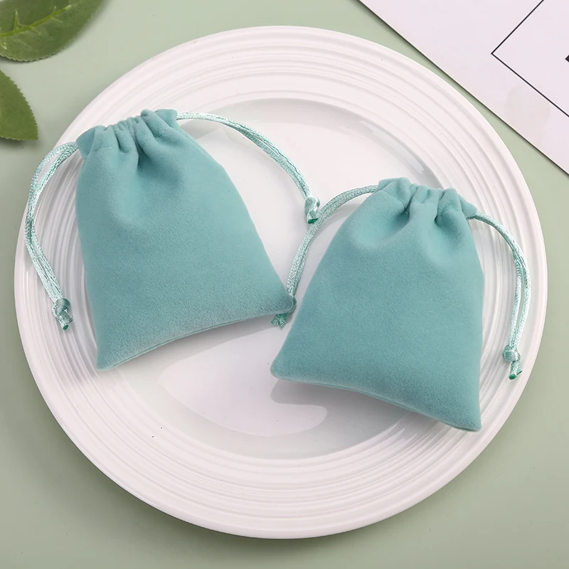 5PCS  Jewelry Velvet Drawstring Bag Packaging Display Green Favors Pouch Gift Ring Earring Necklace Bracelet Pendant Storage