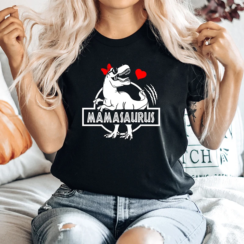 

Mamasaurus Women T Shirts Y2k Fashion Short Sleeve Kawaii Animal Harajuku T-shirts Female Mom Life Tops Dropshipping