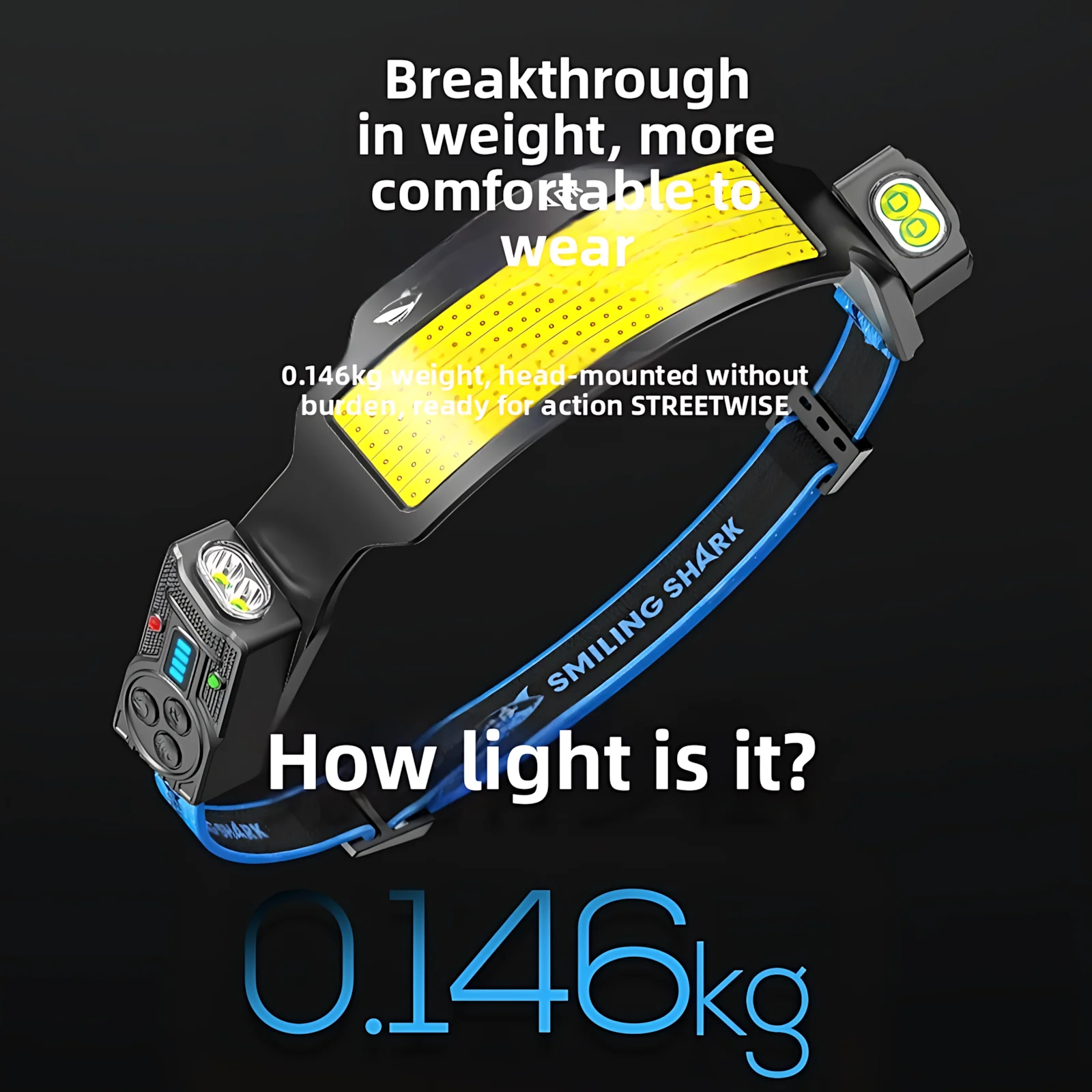 Wellensensor-Stirnlampe, 2400 mAh, USB-Ladekopfleuchte, 6 Modi mit 315 °   Drehbare Seitenlichter zum Angeln im Freien, Reiten, Camping