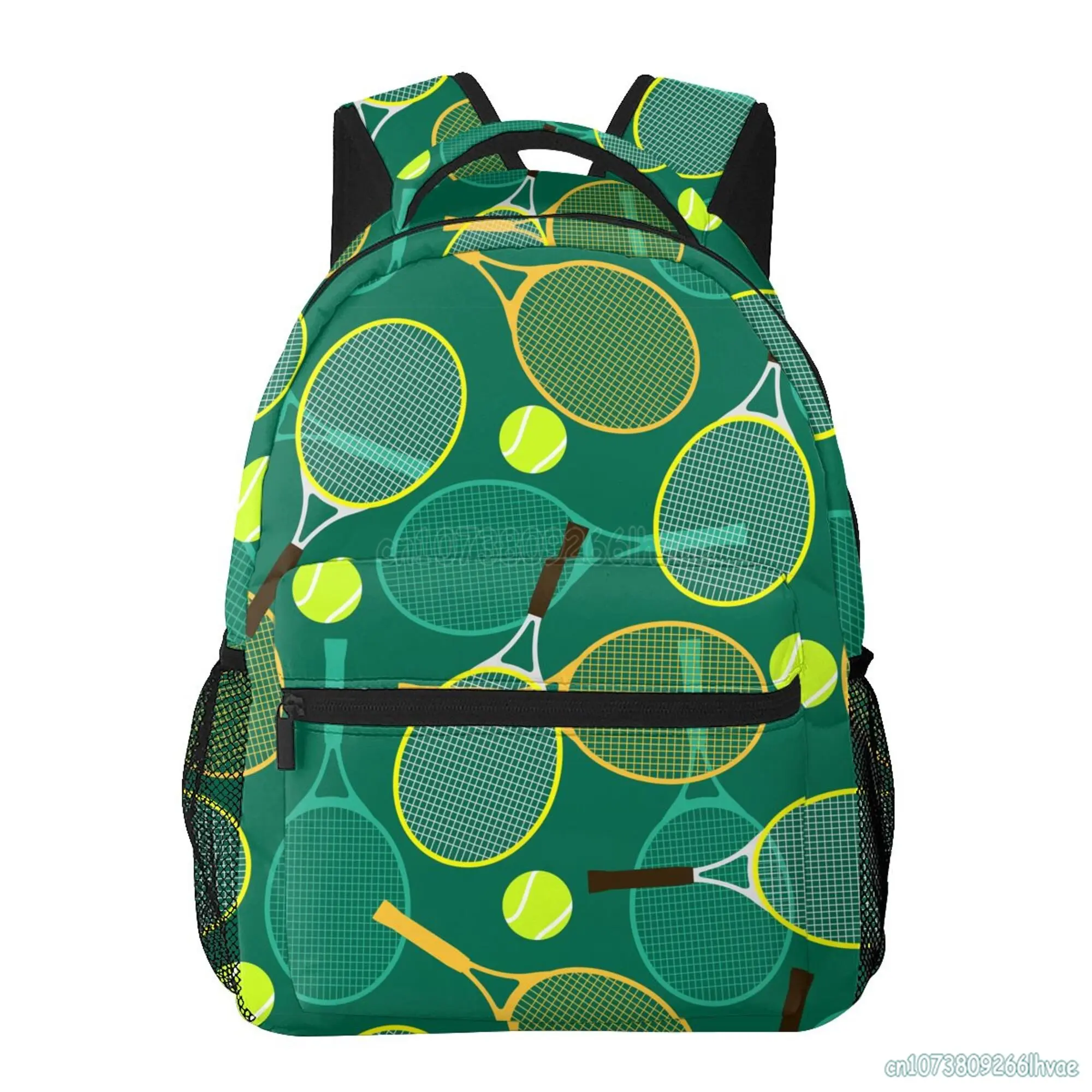 Tennis Rackets and Balls Print Backpacks Fashion Casual Travel Laptop Backpacks Softback Student School Book Bags Waterproof