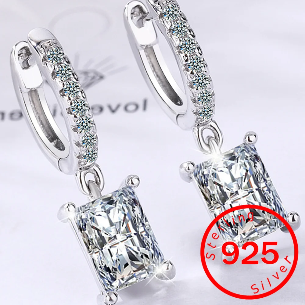انخفاض القرط هوب القرط للنساء ختم 925 فضة 2025 مربع الزركون استرخى القرط الغضروف الصغيرة كبيرة #1