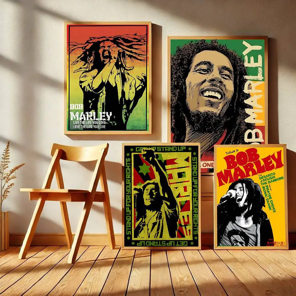 Rock Singer Bob Marley Anime Posters Sticky Fancy Wall Sticker For Living Room Bar Decoration Room Wall Decor
