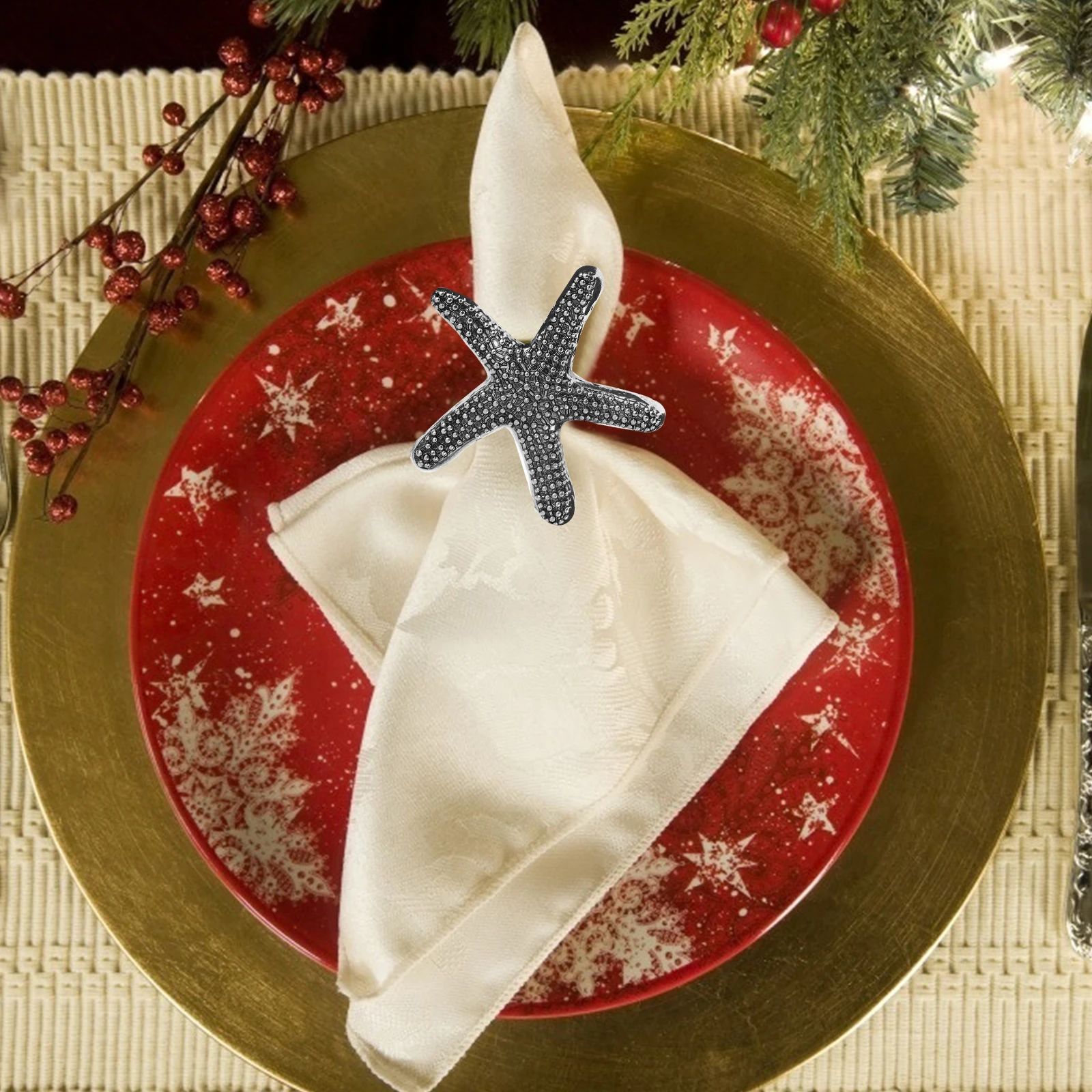 

4 Pcs Napkin Buckle Table Accessories Ring Rings Alloy Clasp Dining Room Decor