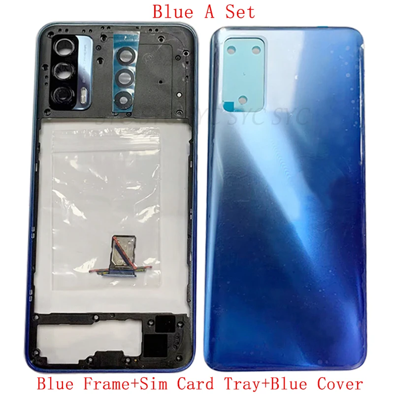 Battery Cover Rear Door Housing Back For Realme V15 5G Battery Cover with Middle Frame Camera Frame Sim Card Tray