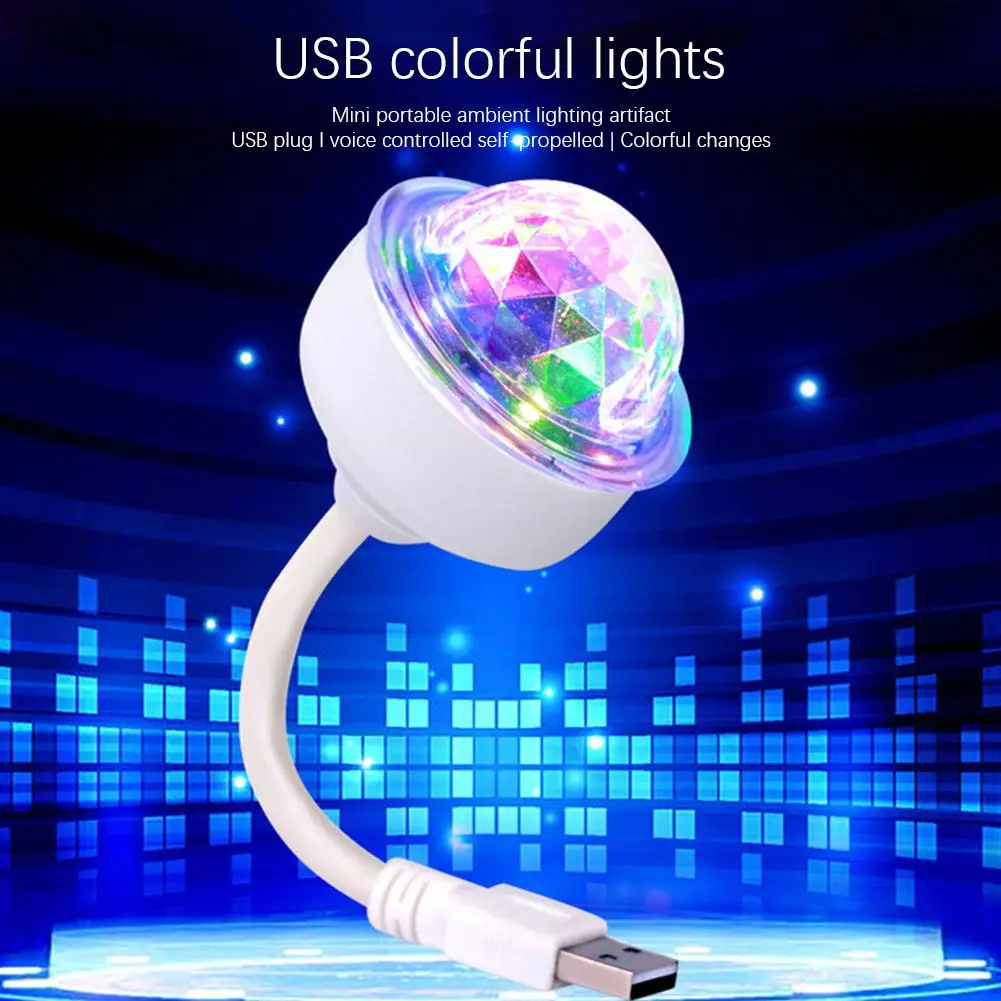 6W Auto Rotating LED Projector Light Laser Lamp Bulb Voice Control Crystal Ball Christmas Party DJ Disco Stage Lamp for Car