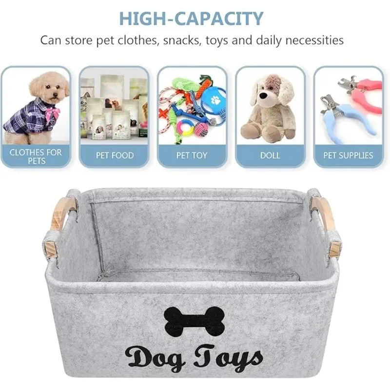 Toy Dog Basket Pet Storage Box Pet Toy Storage Accessory Felt Cat Supplise Container Bin Baskets Accessories Containers Organize