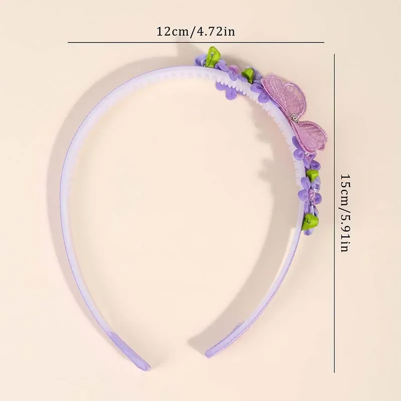 ncmama New Butterfly Decor Headbands Cute Flower Pearl Hairbands for Kids Girls Exquisite Hair Hoop Hair Bands Hair Accessories