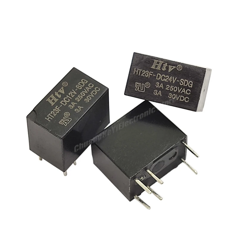 10Pcs/Lot Original HTV Relay HT23F-DC12V-SDG HT23F-DC5V-SDG One Set of Changeover Contacts 3A, 6 Pins