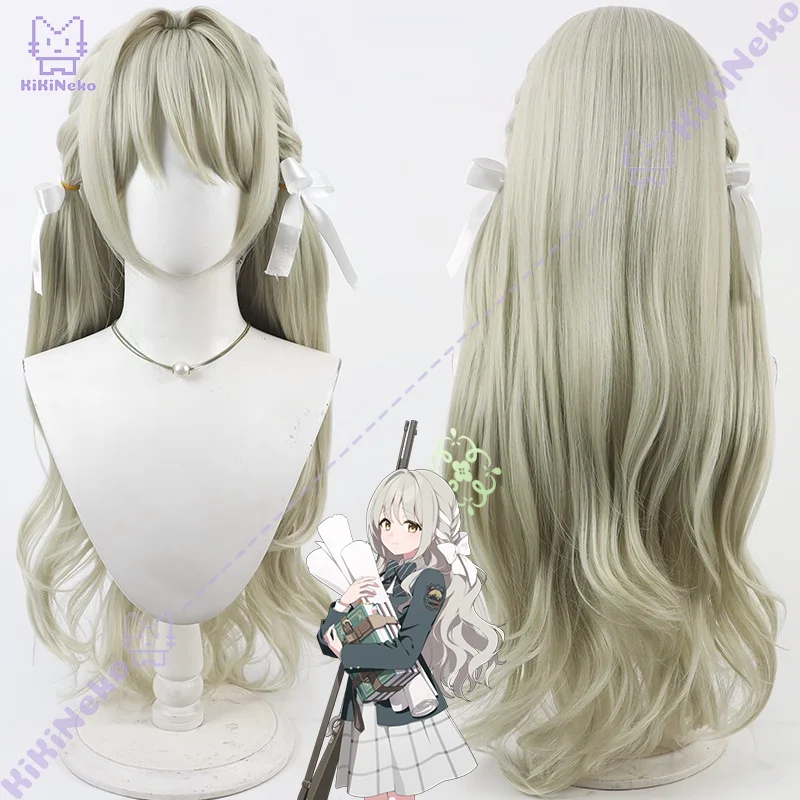Game Blue archive Sakurai Miyo Cosplay Wig Long light gray hair with a bow Cosplay Hair For Comicon Party Adult Women Men