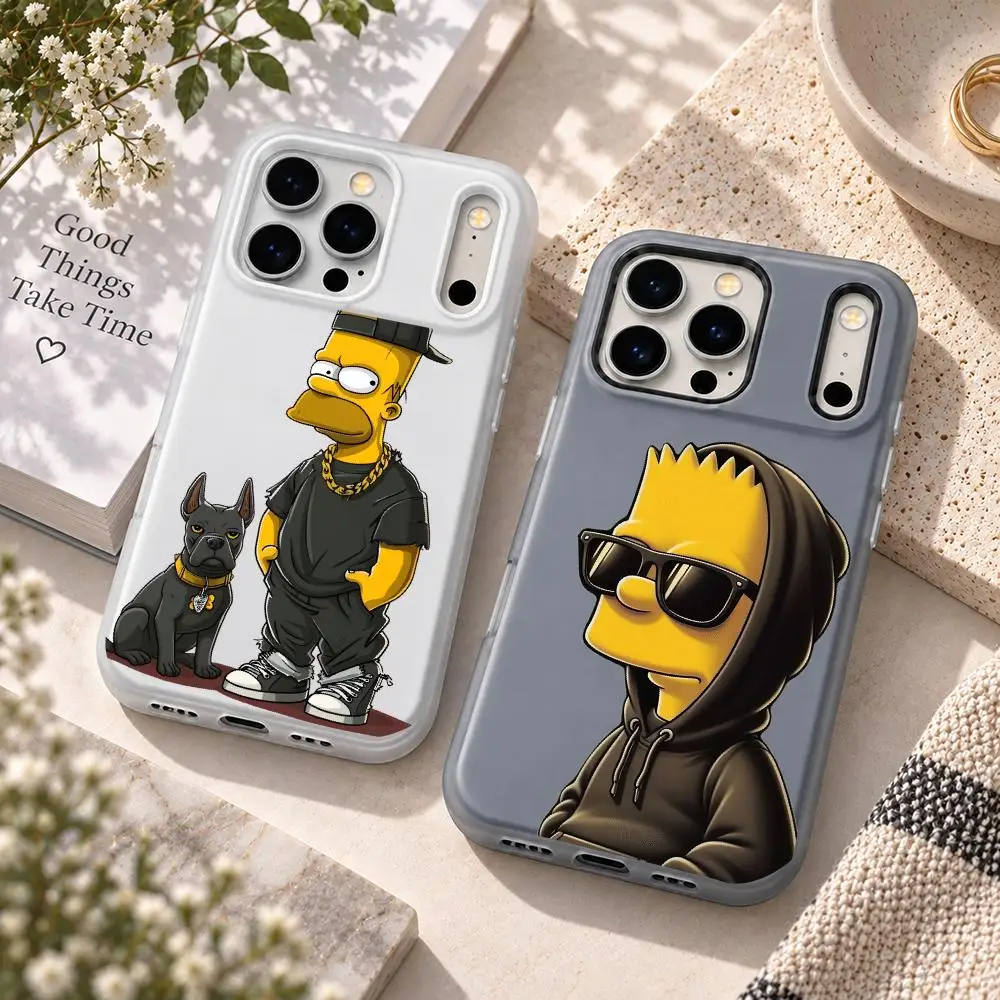 Coque de téléphone iPhone 18 17 16 15 14 13 Pro Max, design streetwear avec personnage jaune emblématique, coque 2 en 1 en gelée, finition mate transparente, coque antichoc
