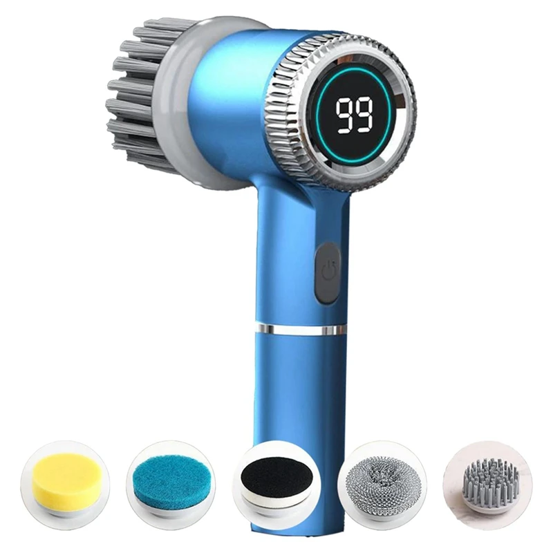 

Power Cleaning Brush With 5 Heads & 3 Speeds Electric Scrub IPX7 Water Proof Multifunctional Portable Cleaning Brush