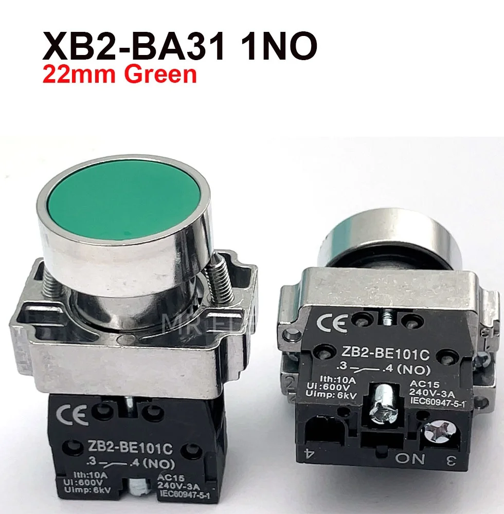 1Pcs 22mm Momentary Push button switch 10A/415V NC/NO XB2-BA11  XB2-BA21   XB2-BA31 XB2-BA42 XB2-BA51  XB2-BA61 Button switch