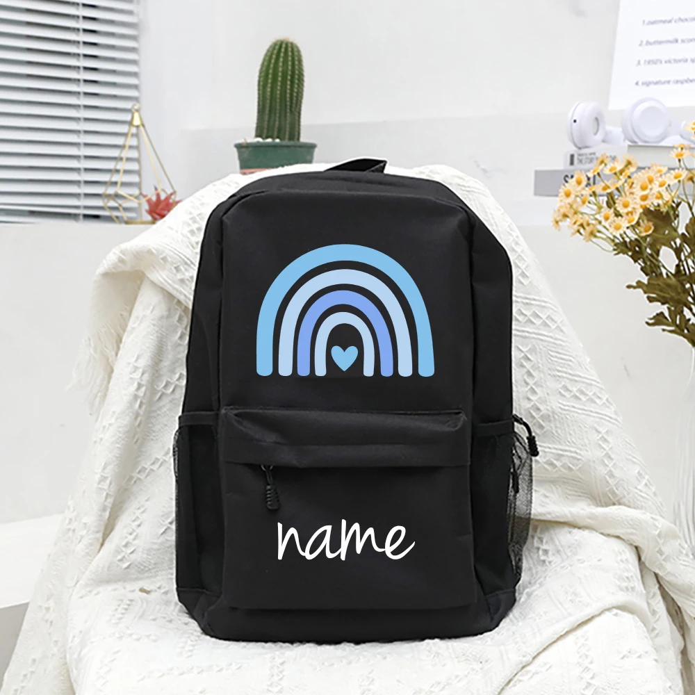 Mochila de arcoíris personalizada con nombre para niños, mochila escolar para guardería, mochila escolar para regreso a la escuela, mochila para