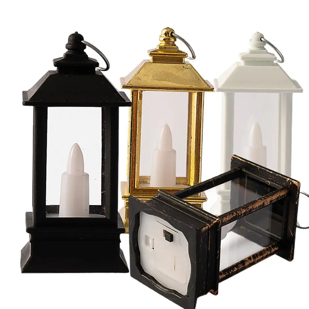 LED Lantern Retro Style Energy-saving Glare Free Shatterproof Battery Powered Flickering LED Candles Party Hanging Lantern Decor