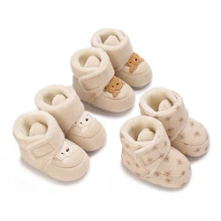 Winter Newborn Boys and Girls Cute Cartoon Cotton Shoes with Soft Sole and Warm Boots Preschool Walking Shoes Winter Newborn