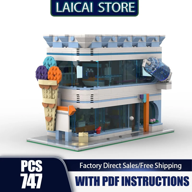 

Moc Building Blocks Ice Cream Dessert Shop Model Technology Bricks DIY City Building Model Holiday Construstion Assembly ToyGift