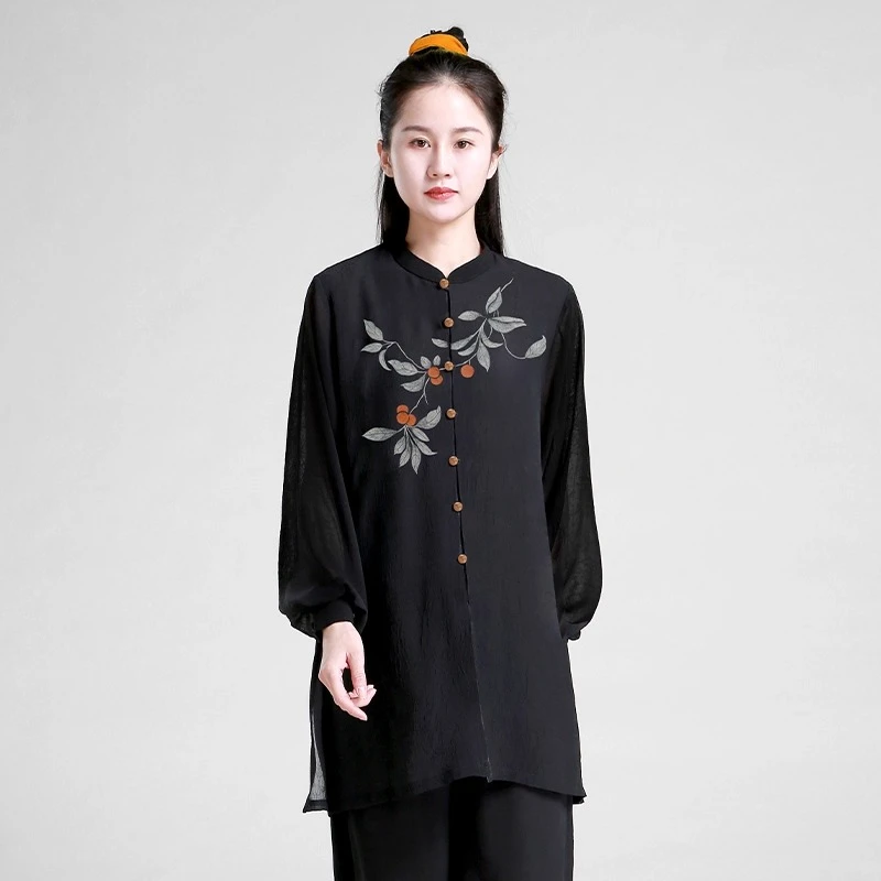 

Женская элегантная униформа Тайчи кунг-фу с жидкой драпировкой, дышащий и удобный костюм для традиционных китайских боевых искусств