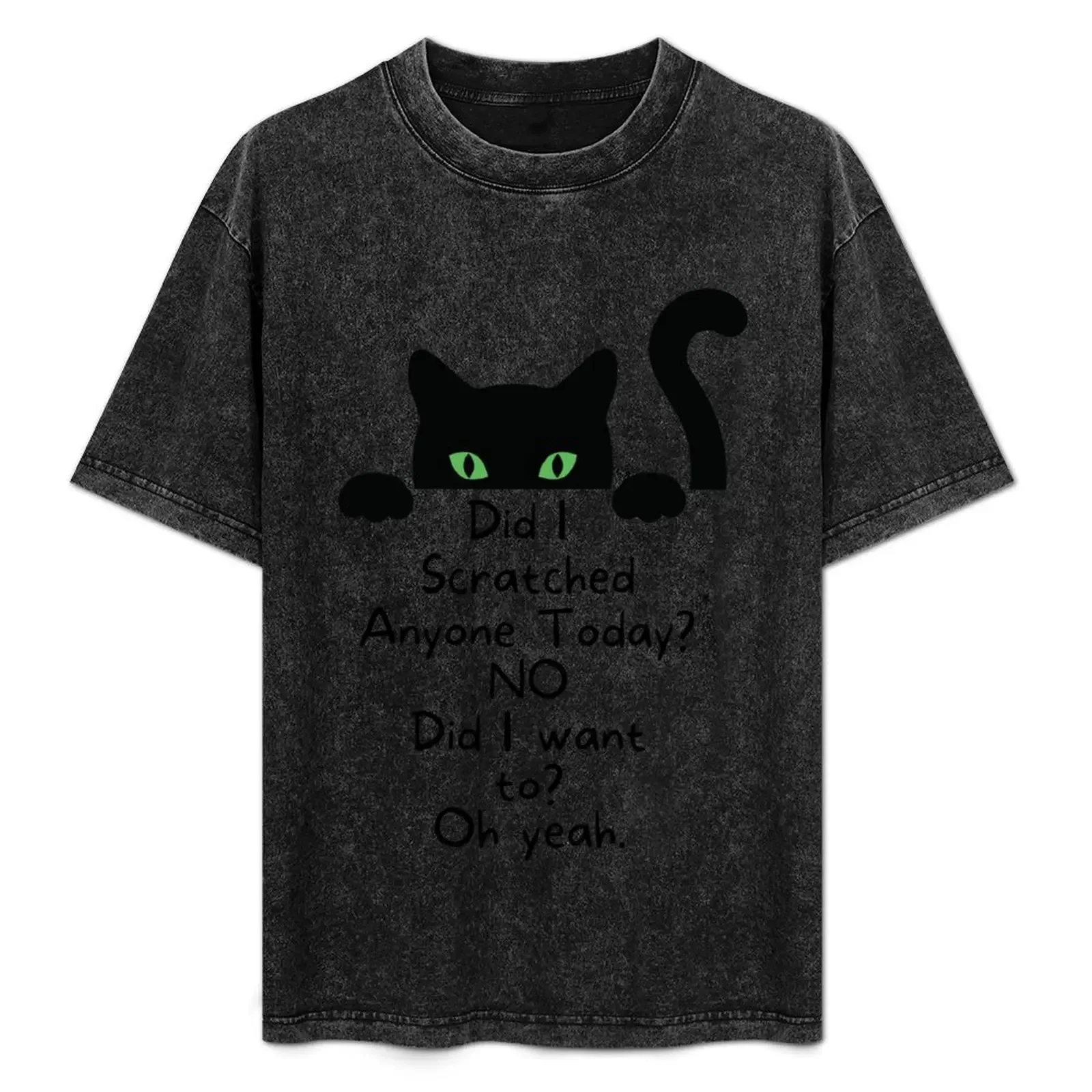 

Funny Sarcastic Cat Have I Scratched Anyone Today Black Cat T-Shirt Cool Feeling Summer Tee Shirt