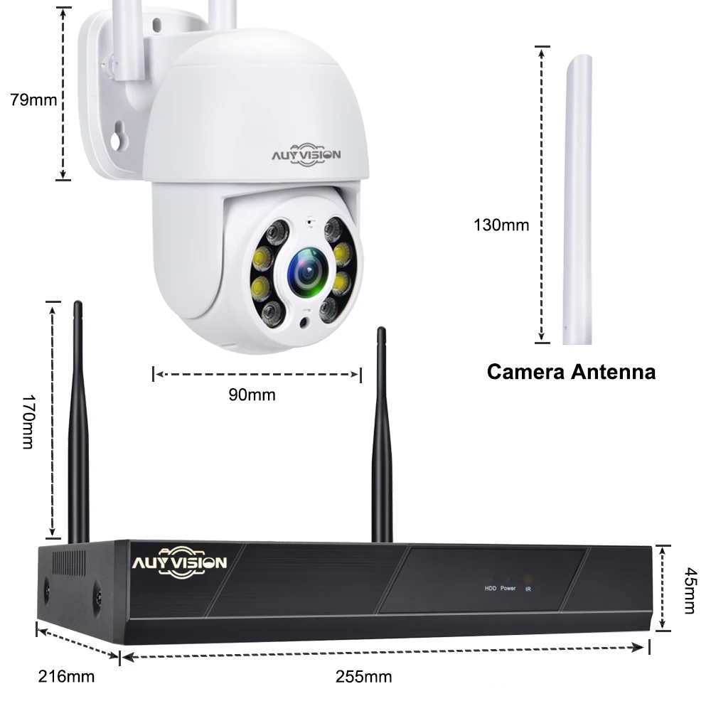 H.265 3MP Wireless CCTV System Colorful Night 2-Way Audio Waterproof PTZ WIFI IP Security Camera 8CH NVR Video Surveillance Kit