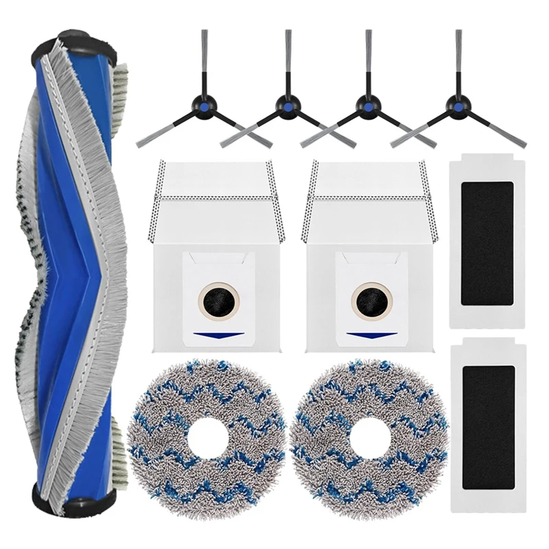 

AB34-Replacement Parts For Yeedi M12 Pro+ Vacuum Cleaner Spare Parts Kits,Anti-Tangled Roller Brush Side Brushes Mop Dust Bag