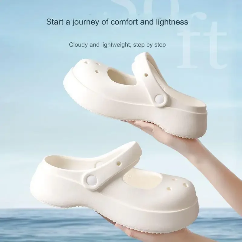 

Summer Clogs Holes Slippers Indoor Home Women Casual Soft Soled Sandals Outdoor Beach Thick Bottom Slides Shoes