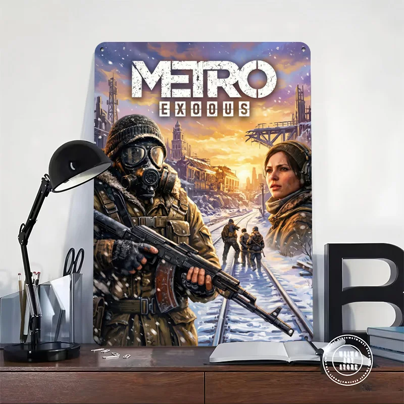 Metro Exodus Game Cover Art 3D Printed Texture Poster Personalized Wall Art Retro Metal Tin Signs for Custom Plate Desk Decor
