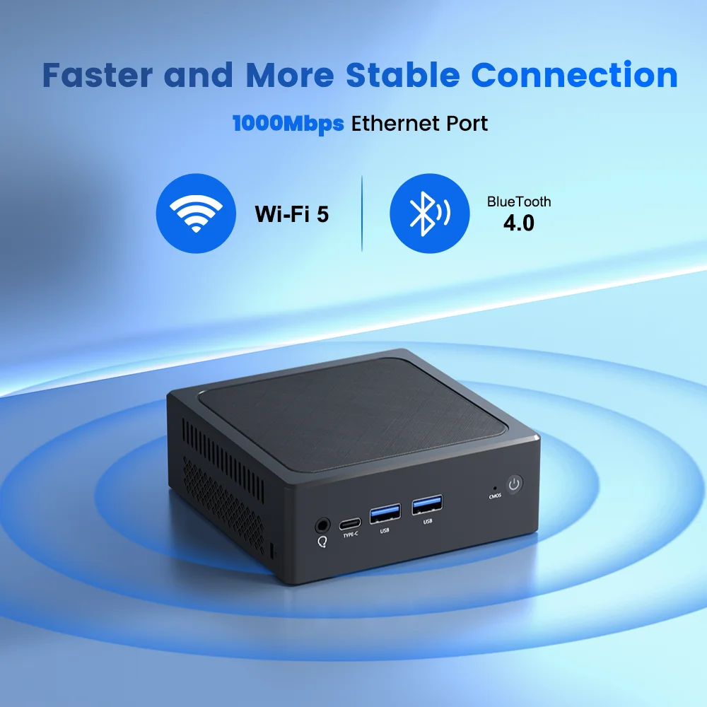 TexHoo 듀얼 밴드 미니 PC 게이밍 컴퓨터, 인텔 N100, 듀얼 밴드, WiFi5, BT4.0, 8GB, 16GB, 256GB, 512GB, DDR4, HDMI DP, 듀얼 LAN, 데스크탑 게이밍 컴퓨터