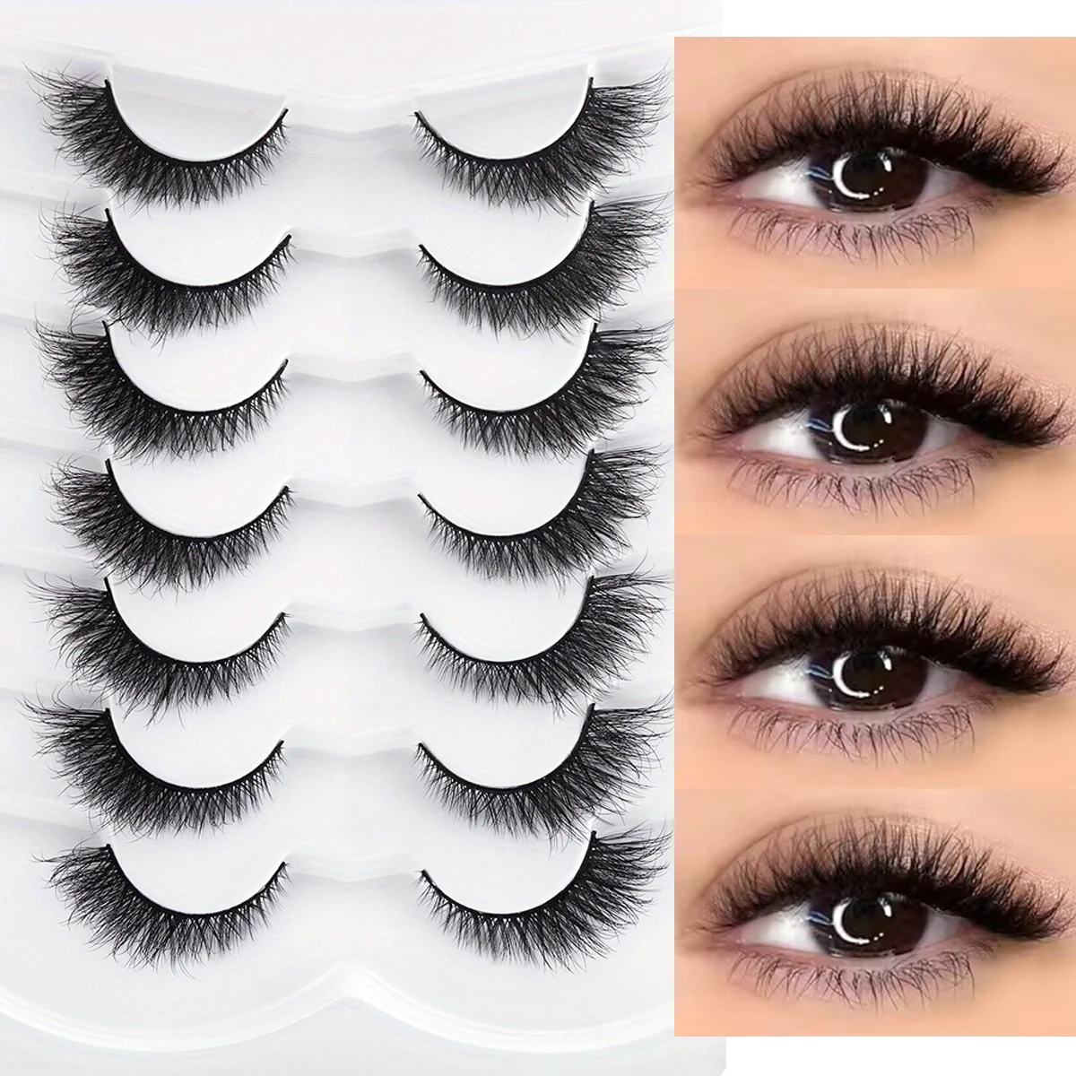 7 pares de pestañas de ojo de gato pestañas postizas de visón sintético pestañas postizas suaves naturales aspecto Natural extremo alado ojo alargado