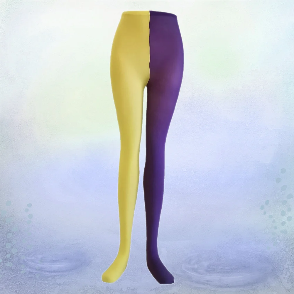 1 paio di comode calze elastiche a tubo lungo, calzini alti alla coscia alla moda di grande qualità, accessori per feste di Natale, viola giallo