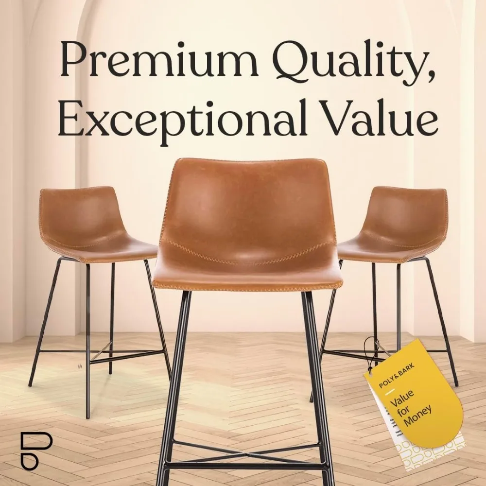 Banquetas de Bar com Costas, Banqueta Contra Altura, Sturdy, Confortável, Cozinha, 24 Polegadas, Conjunto de 3