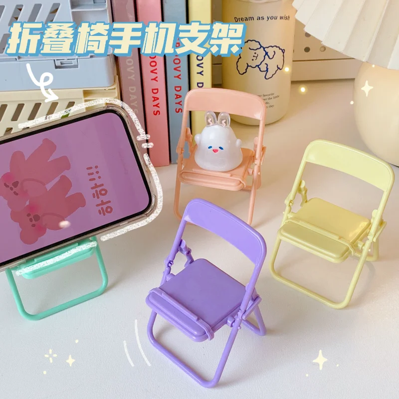 New Cute Folding Chair Phone Holder Desktop Decoration Photography Props Gift Home Room Decor Desk Accessories Dropshipping