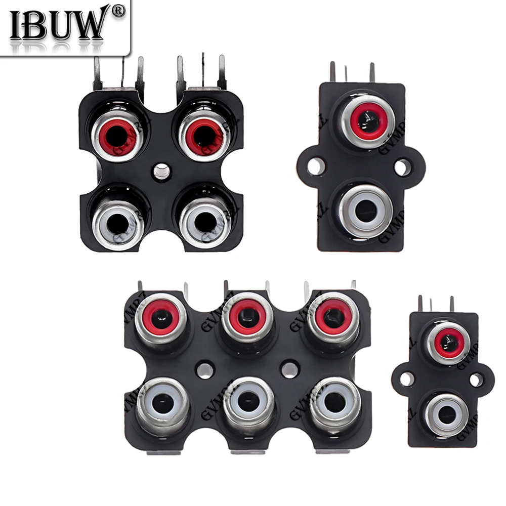 5PCS 2/4/6/8 Hole AV Audio Input Socket Connector RCA Female Stereo Audio Jack Lotus Row Amplifier Interface Signal Connection 4